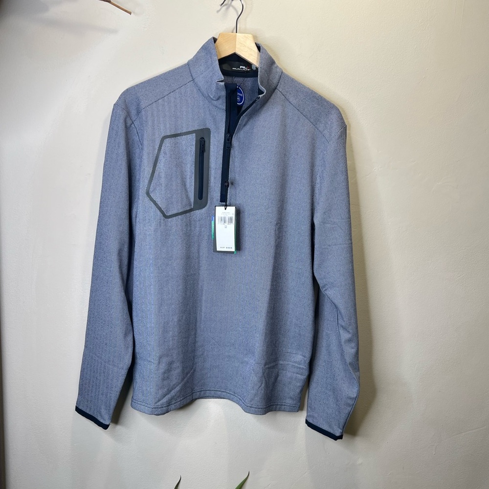 Ralph Lauren RLX Blue and White Chevron Fabric Size M